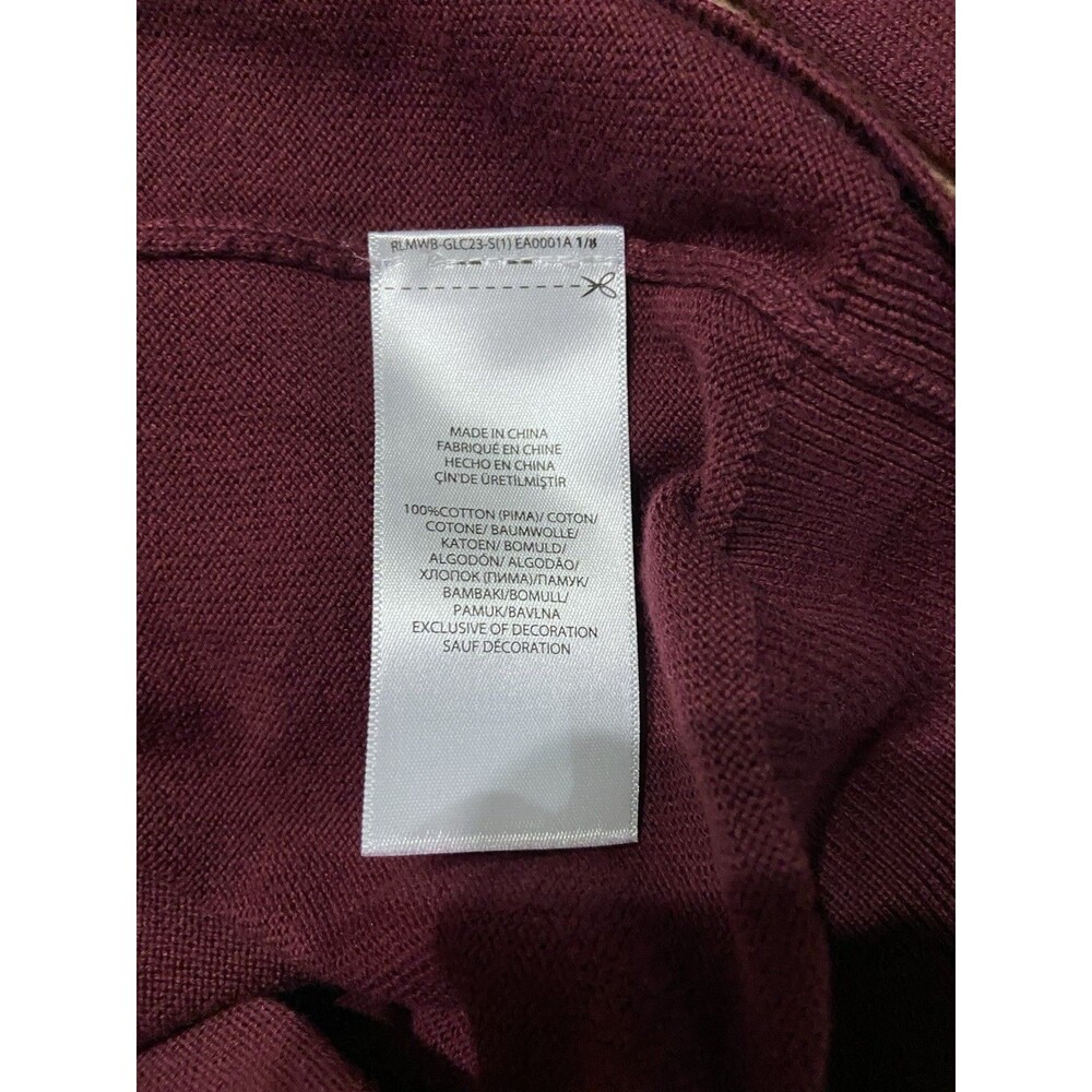 Polo Ralph Lauren Sweater Mens XXL Burgundy Pima Cotton Pullover V-Neck Pony 162 - Picture 5 of 5